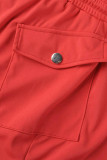 Red Sexy Solid Hollowed Out Patchwork O Neck Sleeveless Two Pieces