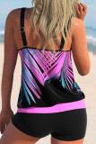 Blue Sexy Print Backless Swimwears (With Paddings)