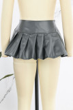 Red Sexy Street Solid Patchwork Fold High Waist Type A Solid Color Bottoms