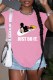 Pink Casual Street Character Print Slit Letter O Neck T-Shirts
