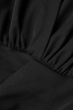 Red Sexy Solid Patchwork V Neck Pencil Skirt Dresses