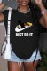 Black Casual Street Character Print Slit Letter O Neck T-Shirts