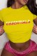 Yellow Casual Print Letter O Neck T-Shirts