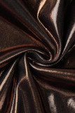 Brownness Sexy Solid Draw String Frenulum Backless Spaghetti Strap Sleeveless Dress Dresses