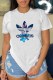 White Casual Character Print Letter O Neck T-Shirts