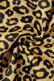 Leopard Print Casual Print Camouflage Print Patchwork O Neck Short Sleeve Two Pieces