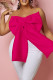 Rose Red Sexy Solid Backless With Bow Strapless Tops