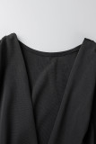 Red Sexy Solid Patchwork V Neck Pencil Skirt Dresses