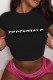 Black Casual Print Letter O Neck T-Shirts
