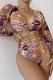 Blue Sexy Print Bandage Swimwears (With Paddings)