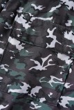 Black Casual Camouflage Print Patchwork Spaghetti Strap Regular Jumpsuits (Without T-shirt)