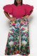 Rose Red Casual Print Patchwork O Neck Plus Size Two Pieces