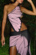 Purple Sexy Print Bandage Patchwork Backless Asymmetrical Oblique Collar Dresses