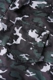 Black Casual Camouflage Print Patchwork Spaghetti Strap Regular Jumpsuits (Without T-shirt)
