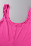Rose Red Casual Sportswear Solid Basic U Neck Skinny Jumpsuits