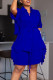 Blue Casual Solid Patchwork Frenulum Buckle Stringy Selvedge Turndown Collar Short Sleeve Two Pieces