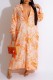 Orange Casual Print Patchwork Shirt Collar Long Sleeve Dresses