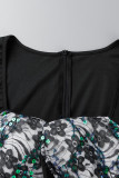 Black Casual Patchwork Tassel Sequins Regular Jumpsuits