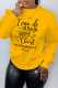 Yellow Casual Street Print Patchwork Letter O Neck Tops
