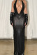 Black Sexy Solid Patchwork Backless V Neck One Step Skirt Dresses