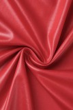 Red Sexy Solid Patchwork Backless Spaghetti Strap Long Dress Dresses