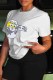White Casual Figure Character Print Patchwork O Neck T-Shirts