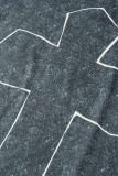Dark Gray Casual Street Print Patchwork O Neck T-Shirts