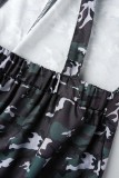 Black Casual Camouflage Print Patchwork Spaghetti Strap Regular Jumpsuits (Without T-shirt)