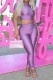 Purple Casual Solid Basic O Neck Short Sleeve Two Pieces