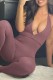Purple Sexy Solid Backless Halter Skinny Jumpsuits
