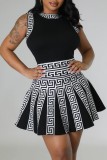 Pink Casual Print Patchwork O Neck Sleeveless Dress Dresses