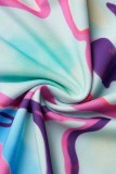 Colour Sexy Print Bandage Backless Halter Irregular Dress Dresses