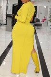 Coffee Casual Solid Slit O Neck Sleeveless Dress Dresses