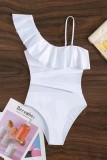 White Sexy Solid Patchwork See-through Backless Swimwears (With Paddings)