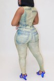 Multicolor Casual Print Patchwork O Neck Skinny Jumpsuits