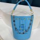 Blue Casual Street Letter Draw String Bags(Without Chain)