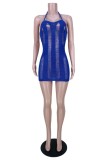 Pink Sexy Solid Bandage Hollowed Out Backless Spaghetti Strap Sleeveless Dress Dresses