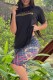 Black Casual Print Letter O Neck Short Sleeve Two Pieces