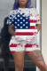 White Casual Print Patchwork O Neck Short Sleeve Two Pieces