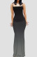 Black Sexy Gradual Change Print Patchwork Spaghetti Strap Sling Dress Dresses