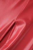 Red Sexy Solid Patchwork Backless Spaghetti Strap Long Dress Dresses