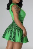 Pink Casual Print Patchwork O Neck Sleeveless Dress Dresses
