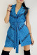 Royal Blue Street Letter With Belt Turn-back Collar Tops