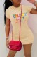 Khaki Casual Print Letter O Neck One Step Skirt Dresses