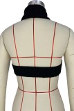 White Sexy Casual Solid Backless Turtleneck Tops