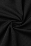 Black Casual Patchwork Tassel Sequins Regular Jumpsuits