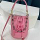 Pink Casual Street Letter Draw String Bags(Without Chain)