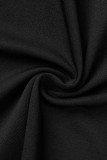 Black Sexy Solid Hollowed Out Backless Spaghetti Strap Sleeveless Dress Dresses