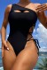 Black Sexy Solid Bandage Hollowed Out Backless Swimwears (With Paddings)