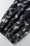 Black Casual Camouflage Print Patchwork Spaghetti Strap Regular Jumpsuits (Without T-shirt)